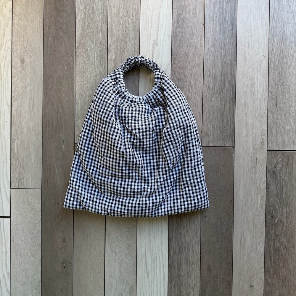 Zara Black White Monochrome Gingham Checked Handbag